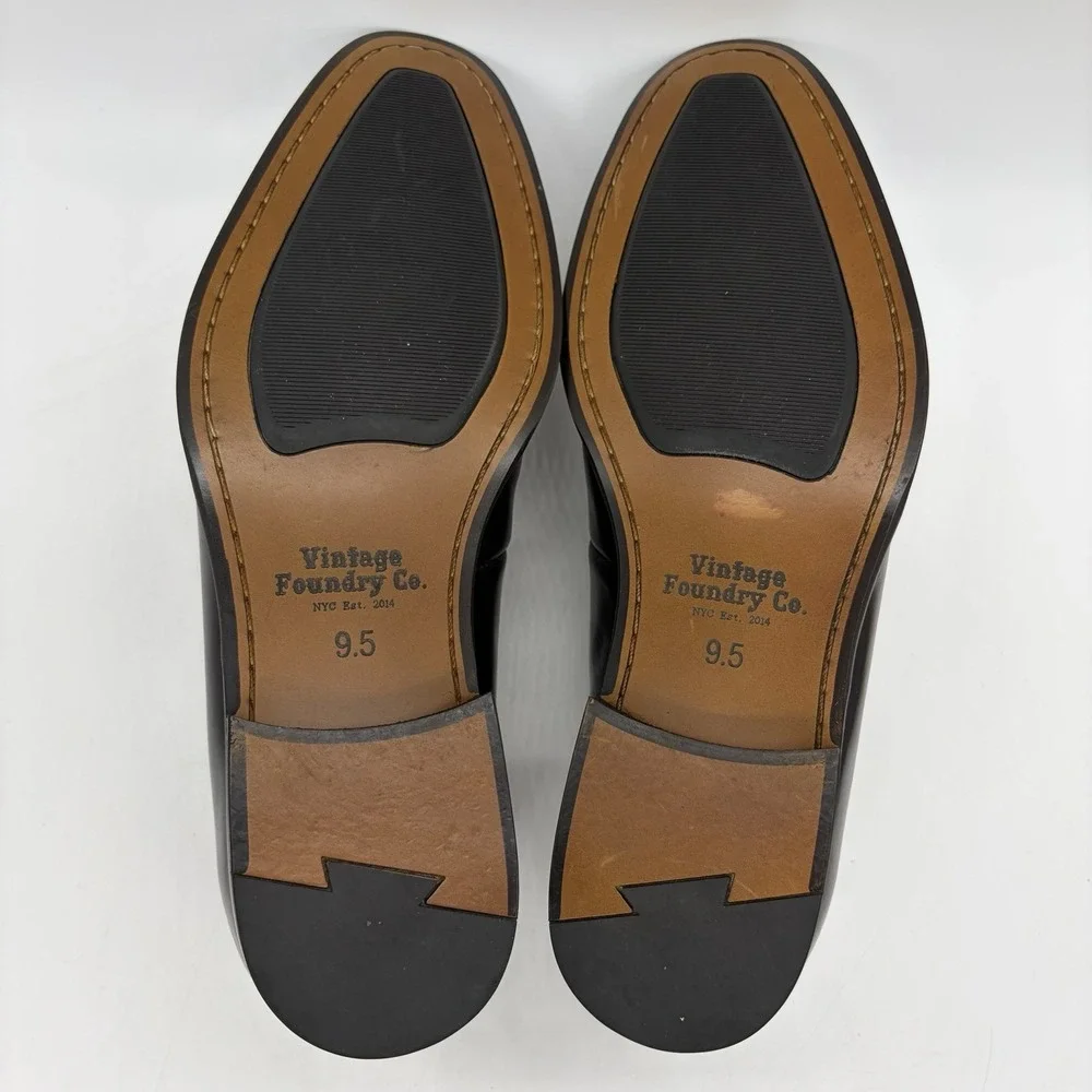 Vintage Foundry Co Mens 9.5 Oxford Wingtip Dress Shoes Black Leather Lace Up EUC